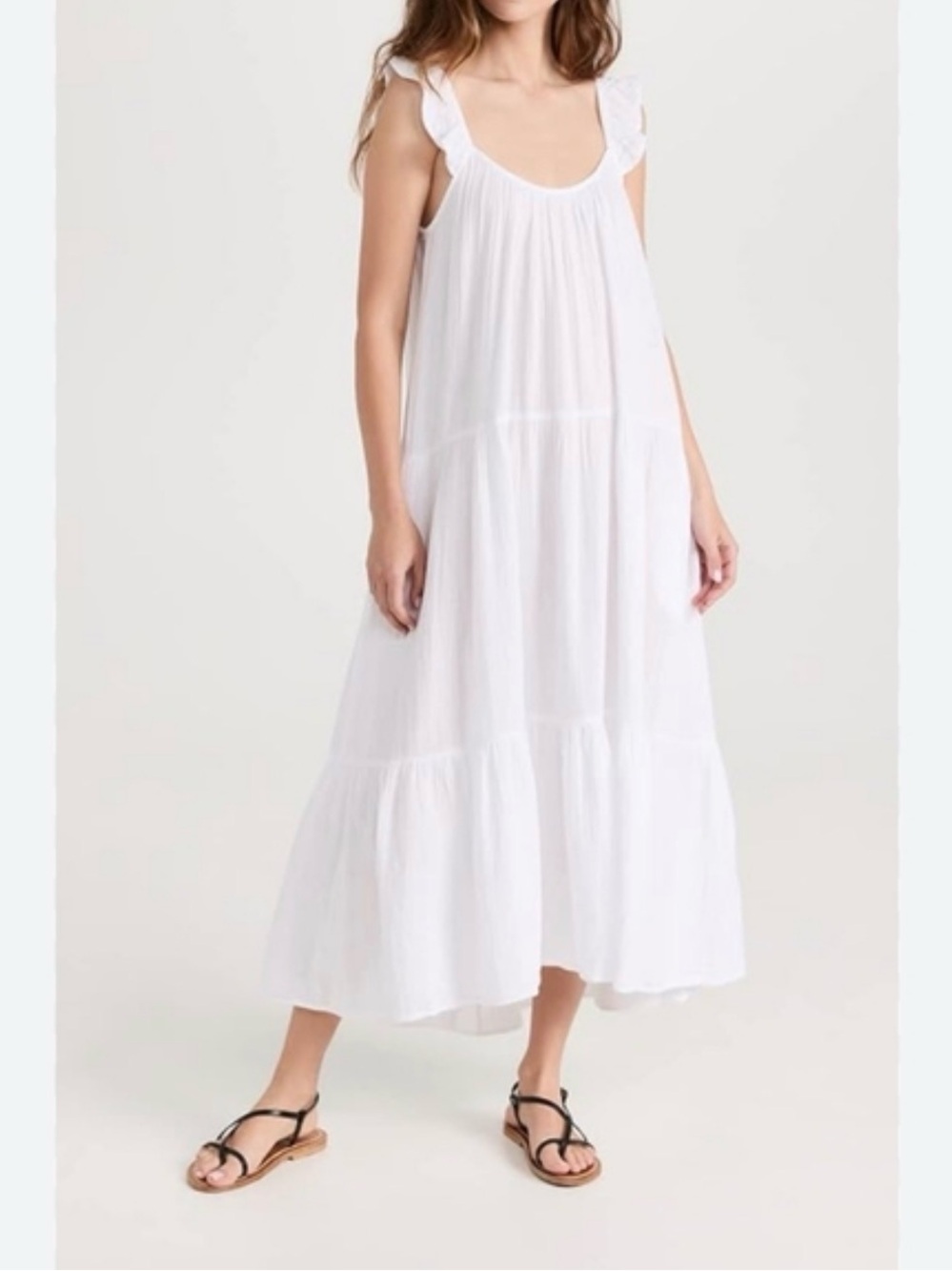 NWT Banana Republic Factory White Ruffle Strap Maxi Dress